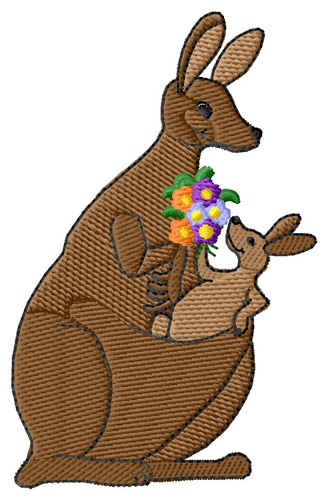 Mom Kangaroo Machine Embroidery Design