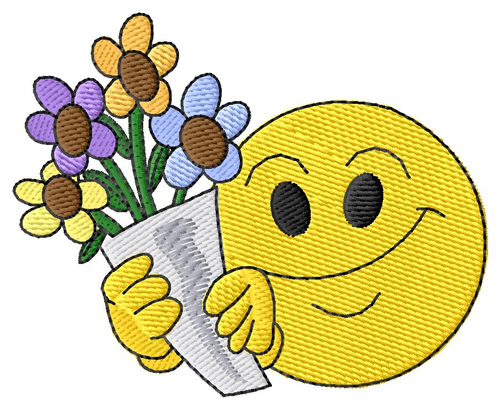Smiley with Flowers Machine Embroidery Design