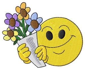 Picture of Smiley with Flowers Machine Embroidery Design