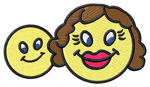 Mom & Baby Smiley Machine Embroidery Design
