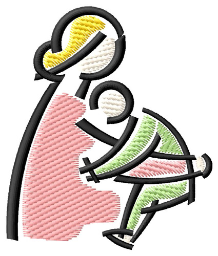 Mom and Baby Machine Embroidery Design