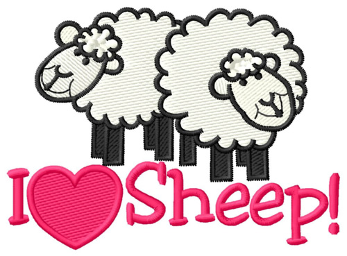 I Love Sheep Machine Embroidery Design