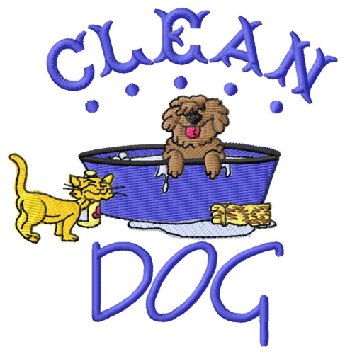 Clean Dog Machine Embroidery Design