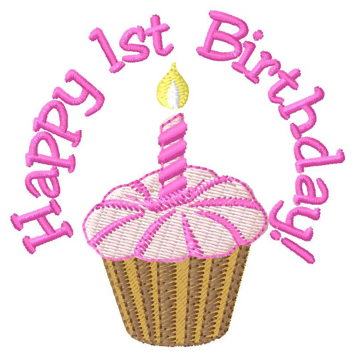 Happy 1st Birthday Machine Embroidery Design
