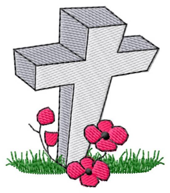 Picture of Cross & Poppies Machine Embroidery Design