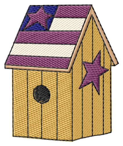 American Birdhouse Machine Embroidery Design