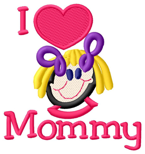 I Love Mommy Machine Embroidery Design