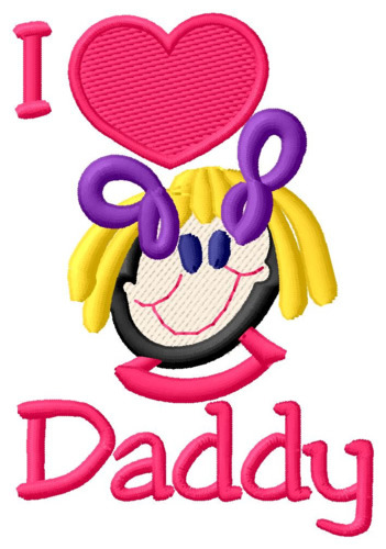 I Love Daddy Machine Embroidery Design