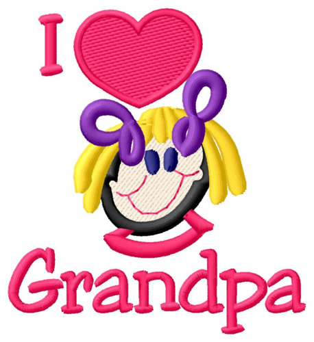 I Love Grandpa Machine Embroidery Design