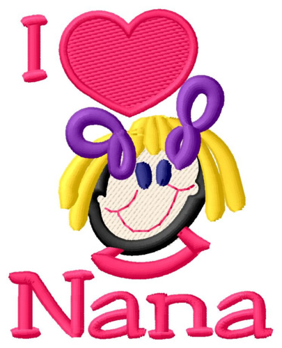 I Love Nana Machine Embroidery Design