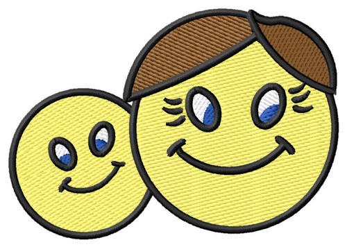 Father and Son Smiley Machine Embroidery Design