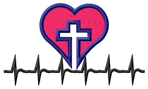 Cross with Heart Machine Embroidery Design
