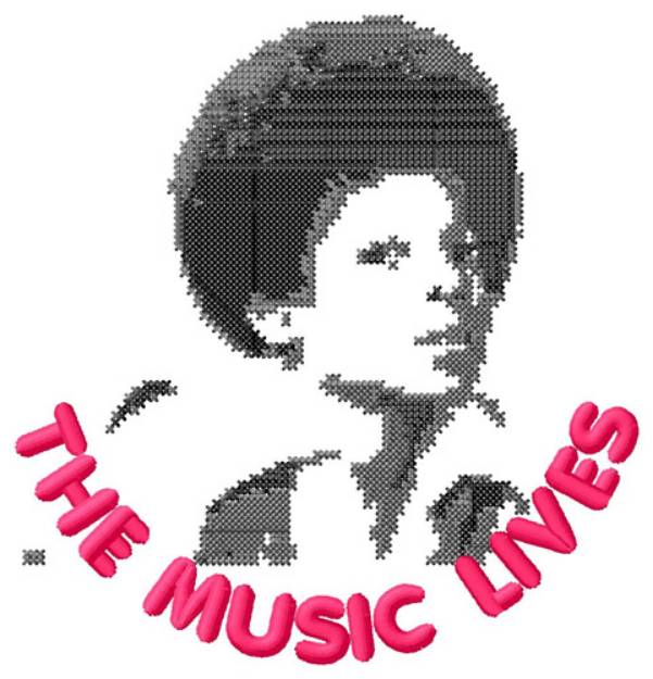 Picture of The Music Lives Machine Embroidery Design