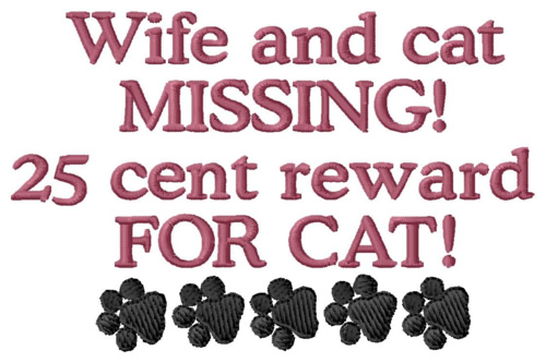 25 cent Reward for Cat Machine Embroidery Design