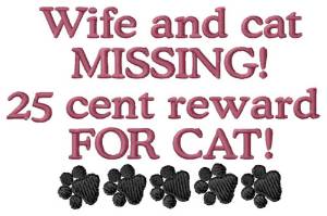 Picture of 25 cent Reward for Cat Machine Embroidery Design