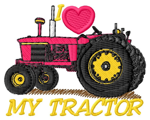 I Love My Tractor Machine Embroidery Design