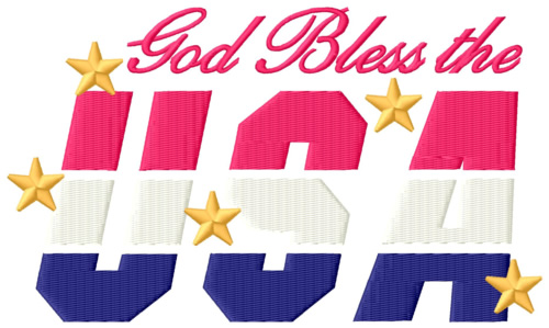 God Bless the USA Machine Embroidery Design