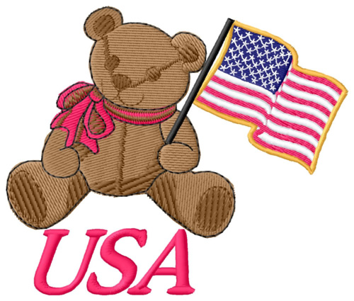 USA Bear Machine Embroidery Design