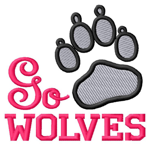 Go Wolves Machine Embroidery Design