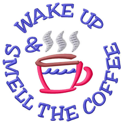 Wake Up Coffee Machine Embroidery Design