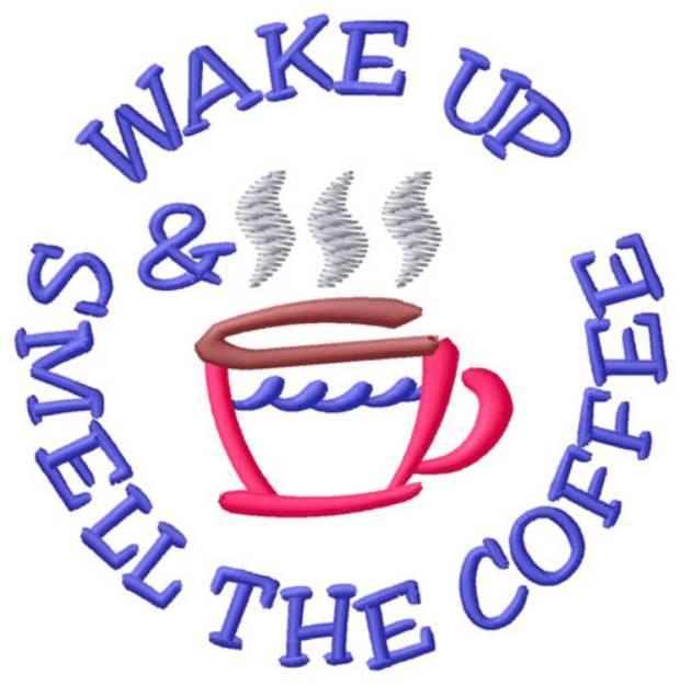 Picture of Wake Up Coffee Machine Embroidery Design
