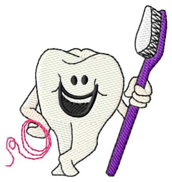 Picture of Tooth with Brush Machine Embroidery Design