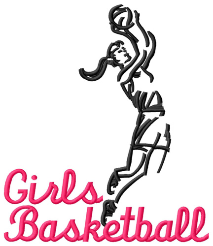 Girls Basketball Machine Embroidery Design
