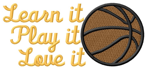 Learn It Basketball Machine Embroidery Design