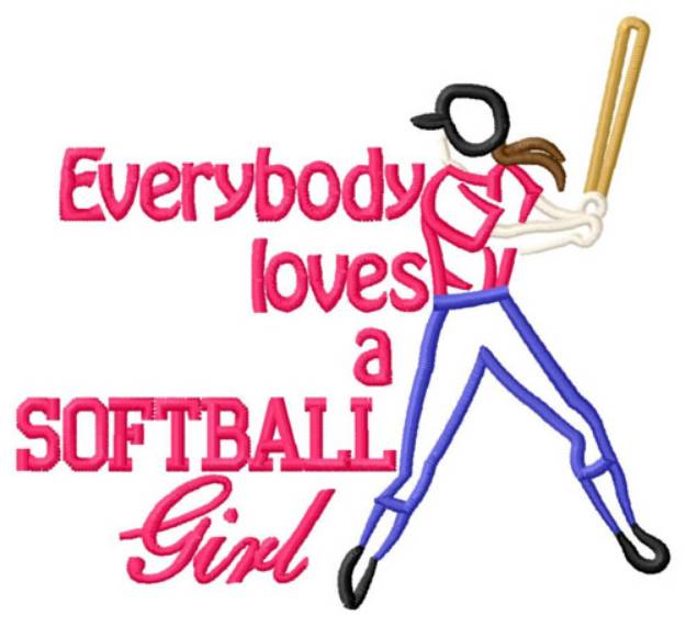 Picture of Softball Girl Machine Embroidery Design