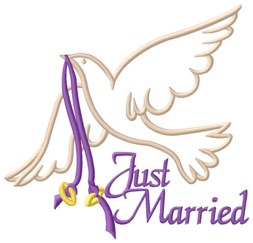 Just Married Rings Machine Embroidery Design