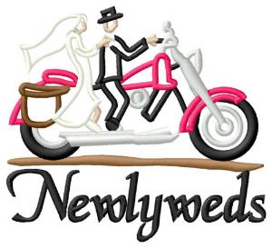 Picture of Newlyweds on Motorbike Machine Embroidery Design