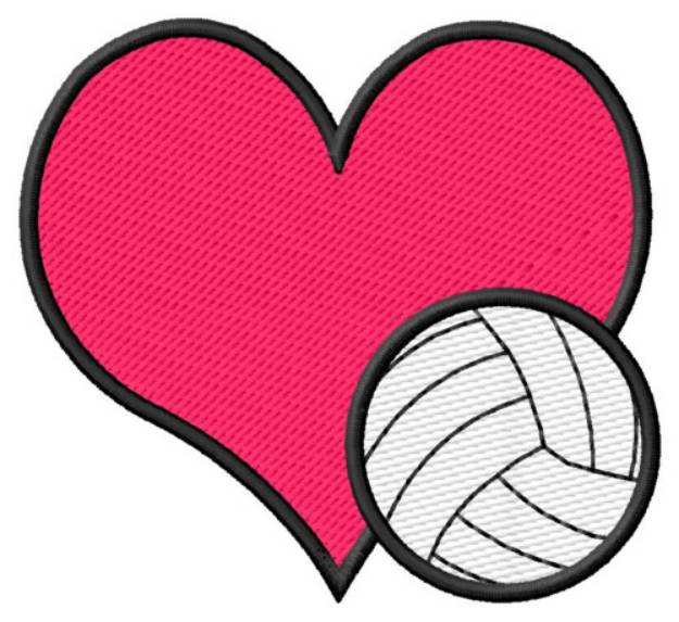 Picture of Volleyball with Heart Machine Embroidery Design