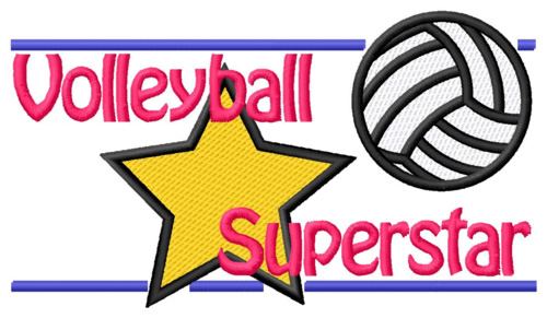 Volleyball Superstar Machine Embroidery Design