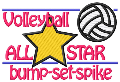 Volleyball All-Star Machine Embroidery Design