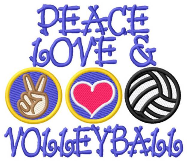 Picture of Peace, Love, Volleyball Machine Embroidery Design