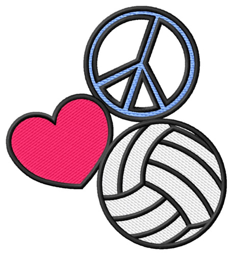 Peace Love Volleyball Machine Embroidery Design
