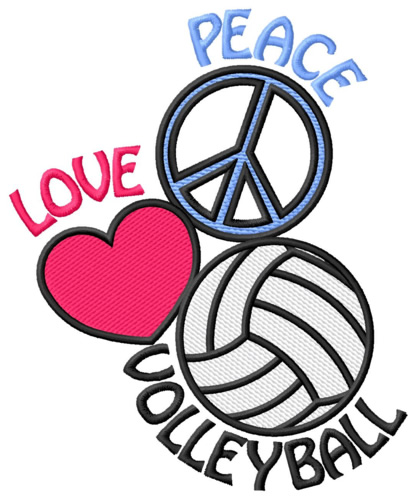 Peace Love Volleyball Machine Embroidery Design