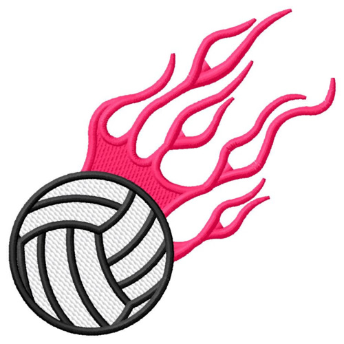 Flaming Volleyball Machine Embroidery Design