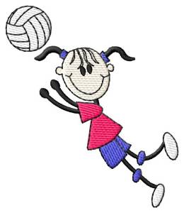 Picture of Stick Girl with Volleyball Machine Embroidery Design