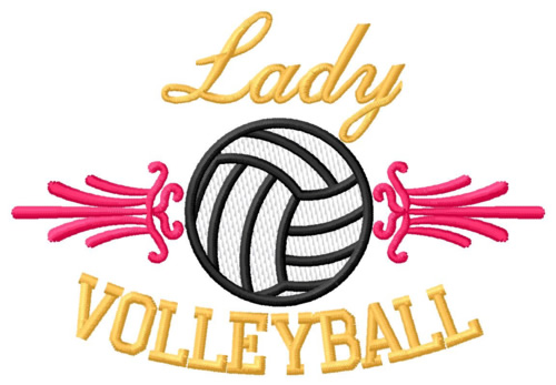 Lady Volleyball Machine Embroidery Design