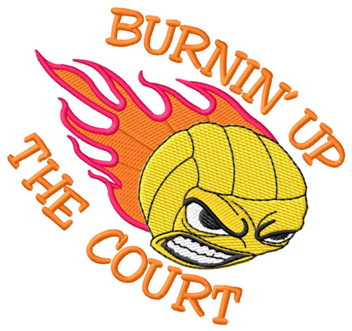Burnin Up the Court Machine Embroidery Design
