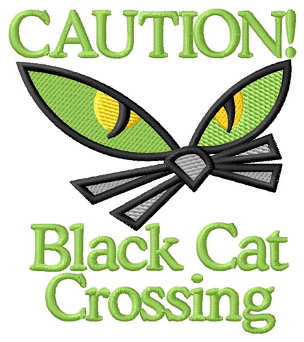Black Cat Crossing Machine Embroidery Design