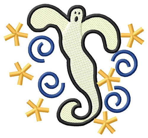 Swirly Ghost Machine Embroidery Design