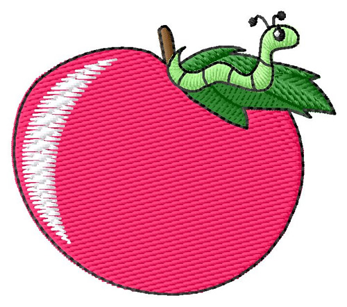 Apple And Worm Machine Embroidery Design