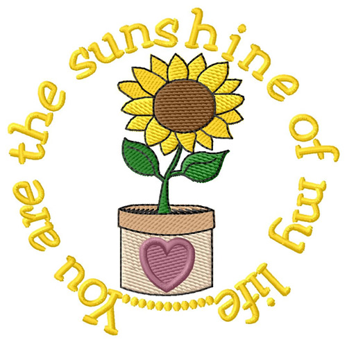 Potted Sunflower Machine Embroidery Design