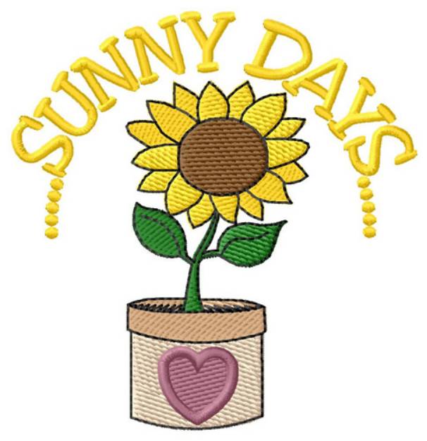 Picture of Potted Sunflower Machine Embroidery Design