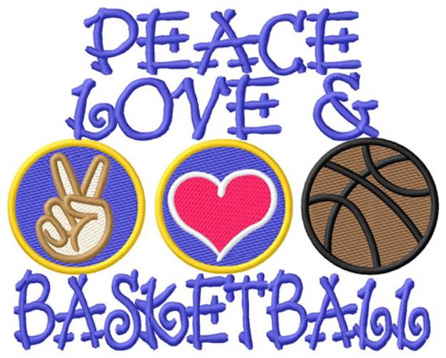 Picture of Peace Love And Basketball Machine Embroidery Design