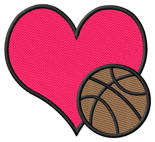 Basketball Heart Machine Embroidery Design