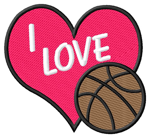 I Love Basketball Machine Embroidery Design