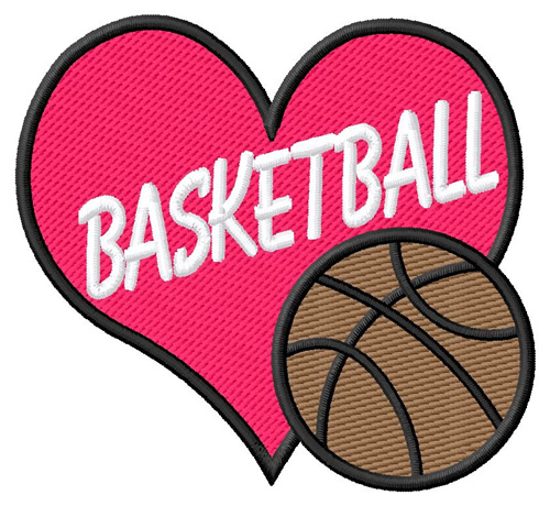 Basketball Heart Machine Embroidery Design